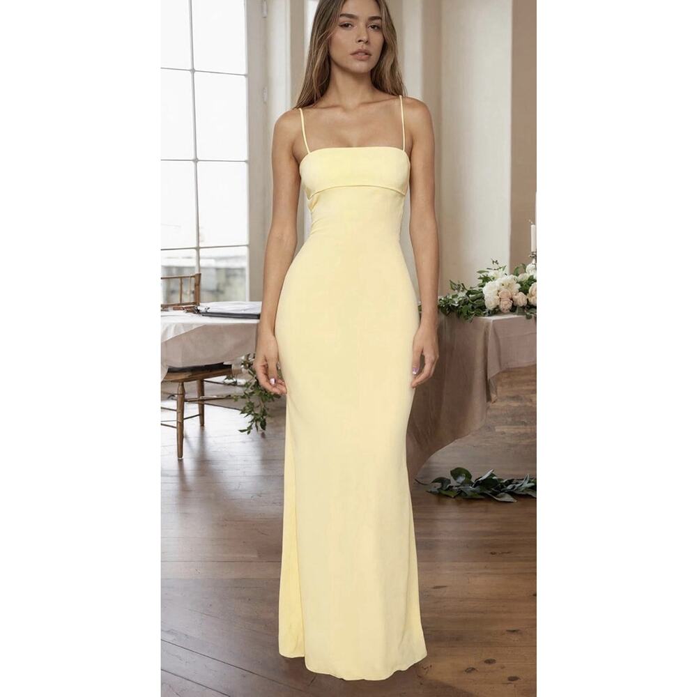 VANCOL Women's Cutout Backless Maxi Dress Yellow Medium